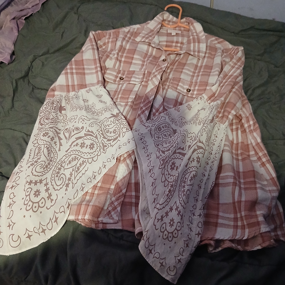 Plaid Shirt with Paisley Sleeves